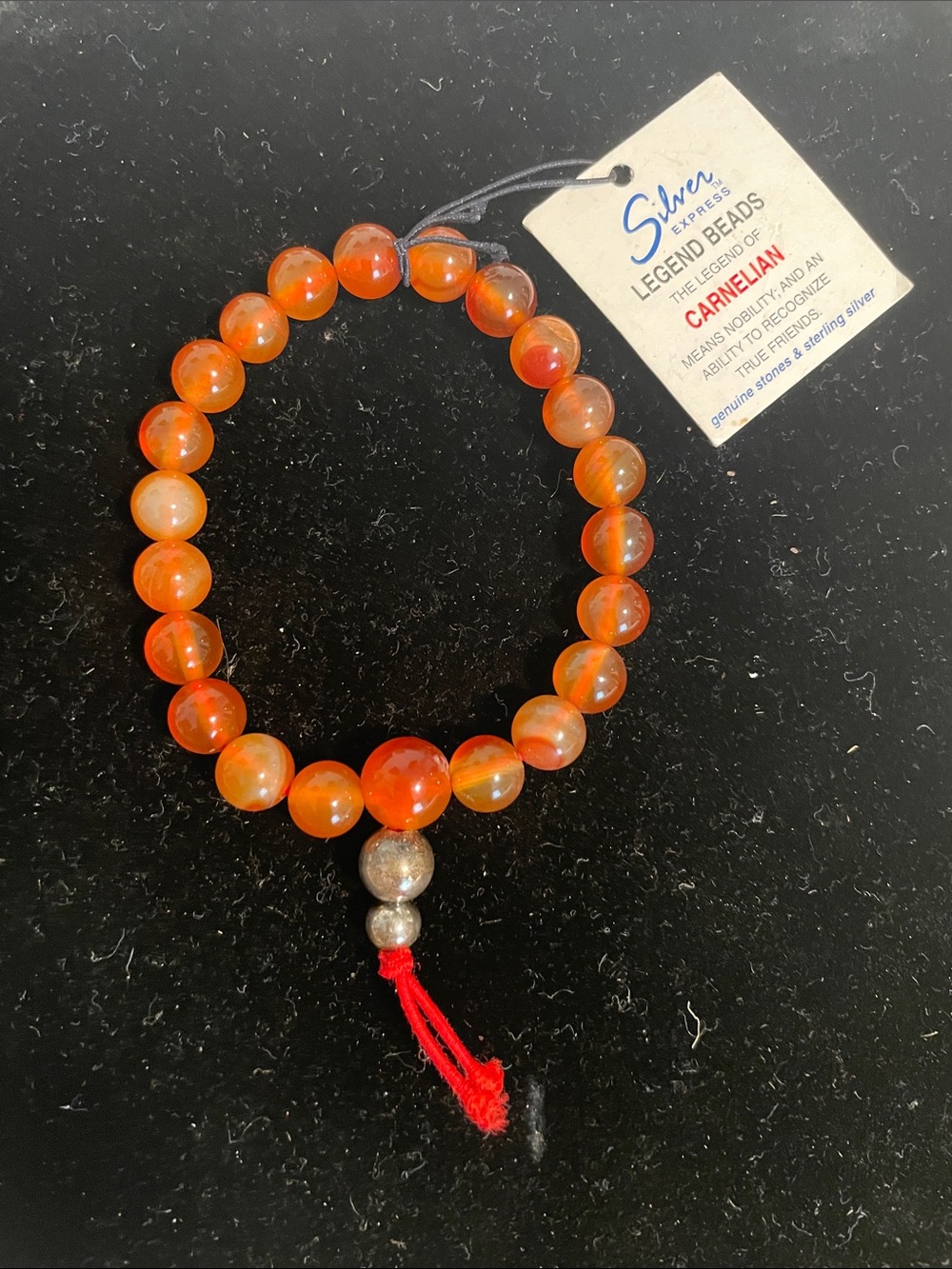 Silver Express Legend Beads Genuine Carnelian Sterling Silver Bracelet
